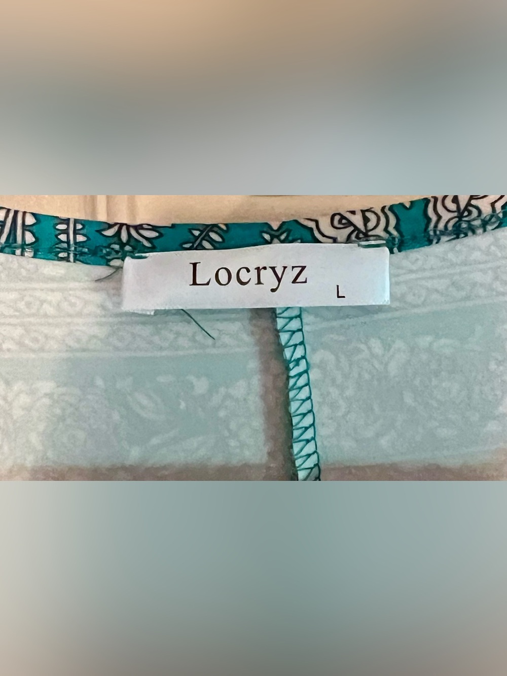 Locryz Green Paisley Short Sleeve Dress with Pockets Women’s Size Large - Picture 6 of 7